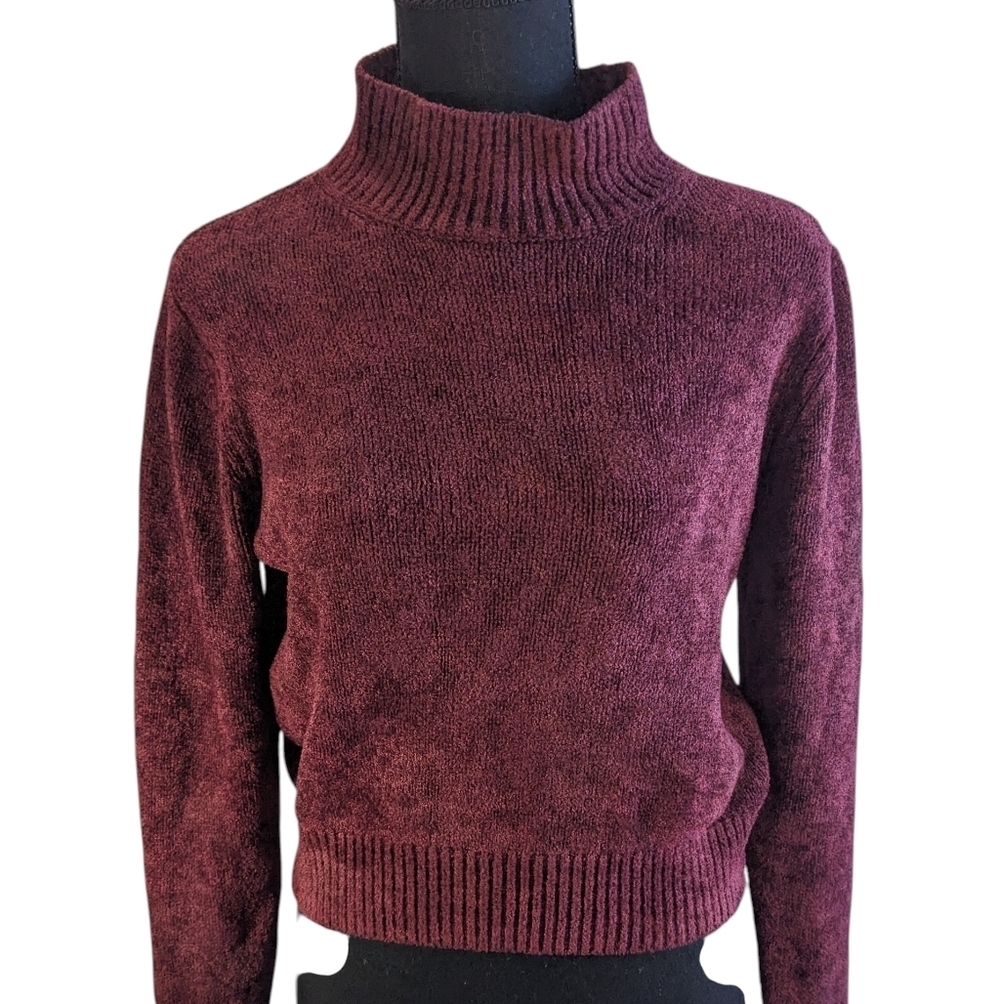Wilfred Deep Burgundy Turtleneck Sweater Crop Feminine Size L Flaw